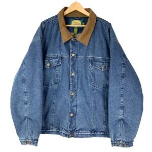 Cabelas Outdoor Gear Blue Denim Jacket 4XL Button Collar Long Sleeve Camo Lining